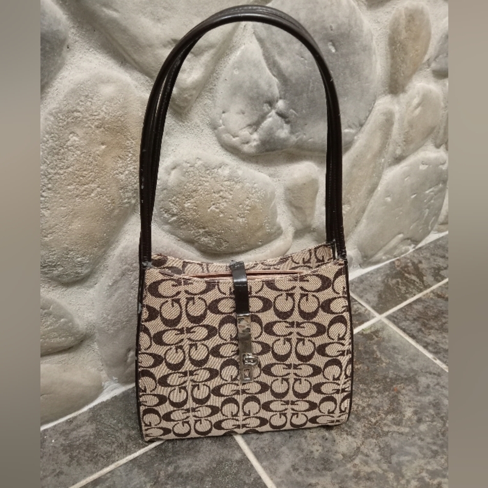 Elegant Brown Patterned Satchel Handbag